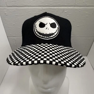 NIGHTMARE BEFORE CHRISTMAS Mens Hat Cap Jack Face Checkerboard Brim Black Disney - Picture 1 of 10