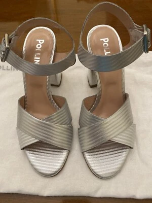 Pollini Sandalo Argento N. 36 Tacco 9,5 Mai Usate - Immagine 1 di 4