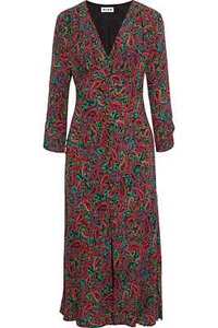 BNWT Rixo Katie Gathered Red Paisley Printed Crepe Dress M UK 12 40 8 RRP £ 285 - Picture 1 of 12