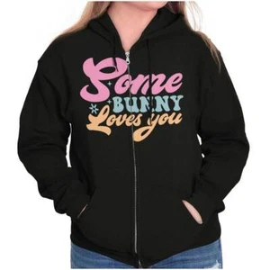 Cute Spring Easter Pun Some Bunny Loves You Womens Zip Hooded Sweatshirt Hoodie - Picture 1 of 7