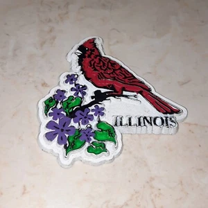 Imán de recuerdo violeta cardenal rojo del norte de Illinois - Imagen 1 de 5