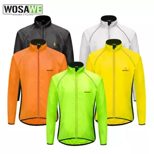 WOSAWE Mens Windproof Cycling Jacket Hi Viz Reflective MTB Bike Ride Sports Coat - Picture 1 of 17