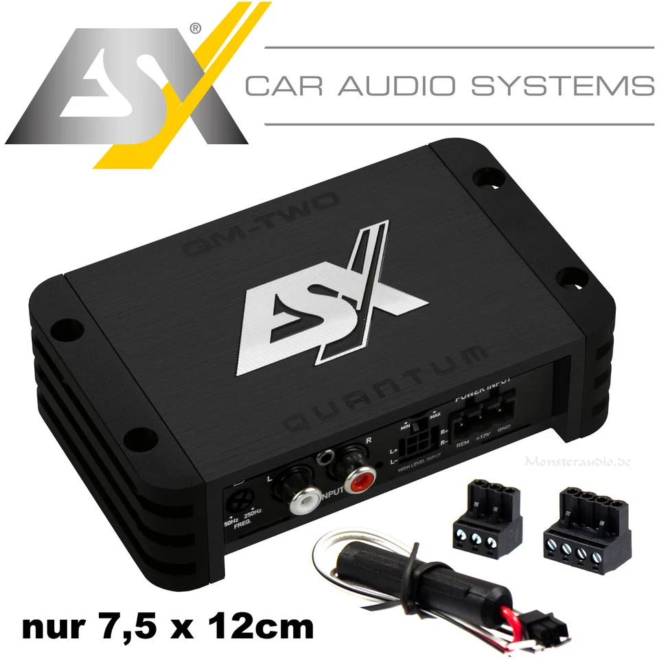 ESX QM-TWOv3 digitaler 300 Watt Mini 2-Kanal Verstärker Auto Start Stop Ready - Bild 1 von 2