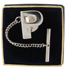 Initial Letter "P" Silver Tone Tie Tack Tac  Mens Boxed 1/2"