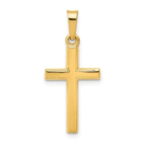 14k Poliertes Lateinisches Kreuz Anhänger Armband Halskette - Bild 1 von 5