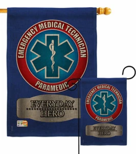 EMT Burlap Garden Flag First Responders Decorative Small Gift Yard House Banner - Picture 1 of 19