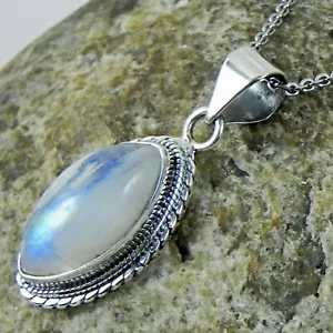 925 Plata Rainbow Piedra Luna Mujeres Colgante Collar 3PC Al por Mayor - Imagen 1 de 12