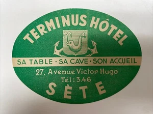 Terminus Hotel Sète Paris France Luggage Label - Picture 1 of 2