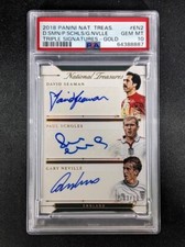 2018 Panini National Treasures SEAMAN/PAUL SCHOLES/NEVILLE /10 Auto Gold PSA 10