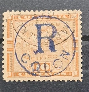 Colombian Republic Panama 1892 Stamp 10 Centavos Antique Rare Sa 7ap8 - Picture 1 of 2