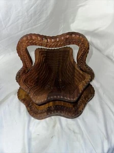 The Wooden Basket Co. Hand-carved Collapsible Wooden Basket - Picture 1 of 10