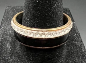 Vintage Antique Gold Tone Rhinestone Eternity Ring - Size 12 - Picture 1 of 4