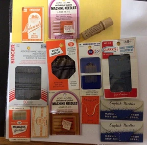 Sewing Needle Packets Vintage Lot of THIRTEEN Hand Machine Embroidery Crewel - Picture 1 of 6