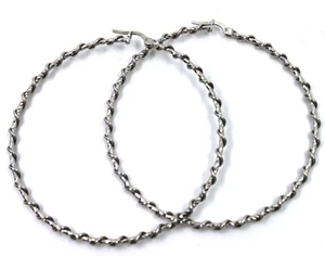 RCI Spiral Wire Extra Large Round Hoop Earrings 2.65"in in Sterling Silver - Picture 1 of 7