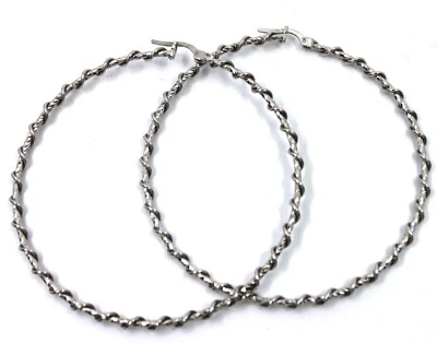 Pendientes de aro redondos de alambre espiral RCI extra grandes de 2,65" pulgadas en plata de ley Foto 1 de 4
