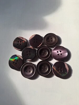 10er Set Perlmutt Knöpfe farbig Lila/rot schimmernd 25 mm, Konvolut - Bild 1 von 4