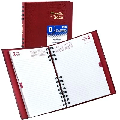 2026 Brownline CB389C.RED CoilPRO Daily Planner Diary, Hard Cover, 8-1/4 x 5-3/4