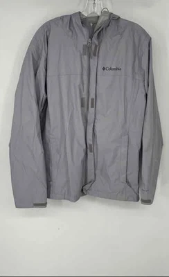 Columbia Mens Gray Long Sleeve Hooded Mid-Length Full-Zip Rain Jacket Sz Medium - Image 1 of 4