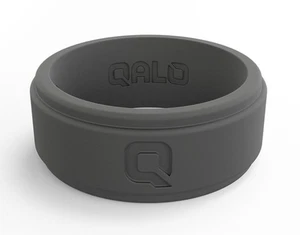 Qalo Men's Step Edge Charcoal Silicone Ring. Stock # QS-MSC SIZE 10 - Picture 1 of 2