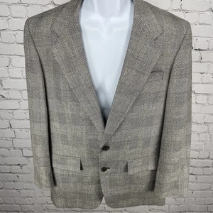 Louis Roth Ivory & Black Check Knit 2 Button Blazer Sport Coat USA Made Size 38R - Picture 1 of 16