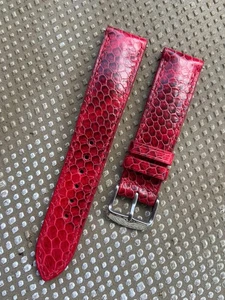 26mm 24 23 22 21 20 19 18 17 16 15 14 red black Snake Leather Watch Strap Band - Picture 1 of 10