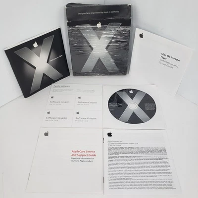 Apple OS X Tiger 10.4.6 Install DVD Retail Box w/ Setup Manuals Partial Shrink - Image 1 of 4