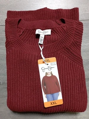 Suéter feminino Jessica Simpson adulto 2XL malha vermelha outono inverno - Imagem 1 de 4