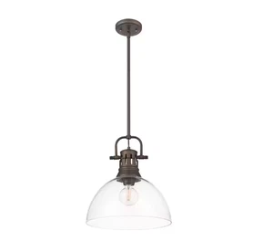 Duncan 100-Watt 1-Light Rubbed Bronze Pendant Light with Glass Shade - Picture 1 of 3