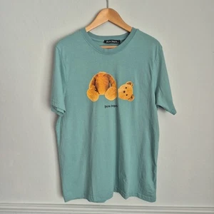 Palm Angels Mens T Shirt, Teddy Bear Print,Teal Green/Blue, Size XL Tee,Designer - Picture 1 of 14