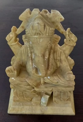 Ganesha Statue Naturstein Indien Gottheit Ganapati, Vinayaka, Vighnesha, Tantra - Bild 1 von 4