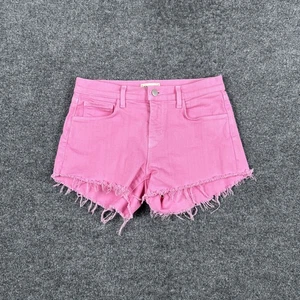 L'Agence Shorts Womens 25 Aubrey Mid Rise Frayed Hem Denim Summer Rose Bloom - Picture 1 of 11