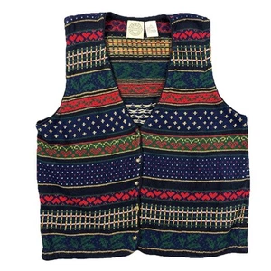De Colección Suéter Chaleco Para Mujer 2X Erika And Co Mezcla de Lana Fair Isle Hearts Cabincore - Imagen 1 de 6