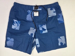 Club Monaco Size Medium Mens Navy Allover Print Drawstring Zipper Shorts NWT - Picture 1 of 11