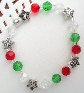 Bracciale di Natale Swarovski Cristallo e Stella Tono Argento 6- 7", NUOVO (B) - Foto 1 di 2