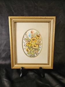 Vtg Original Watercolor Framed 11.75×1.5×9.75 & Matted Wildflowers Artist Signed - Picture 1 of 8