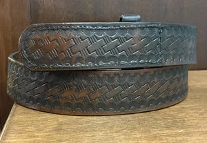 VTG Brown Embossed Leather No Scratch Mechanics Belt Sz 38 1-3/8”Wide GUC - Picture 1 of 7