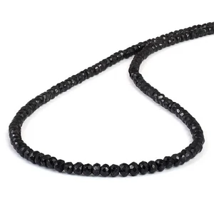 Elegante collar de cuentas Rondelle natural negro espinal hermana joyería plata 925 - Imagen 1 de 6