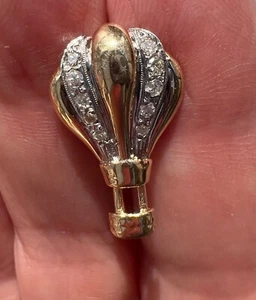 14k Hot Air Balloon Tie Tac / Lapel Pin with Diamond Accents - Picture 1 of 4