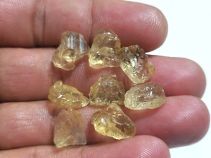 Beautiful Imperial Topaz Raw 8 Piece 11-14 MM Size Loose Gemstone For Jewelry - Picture 1 of 5