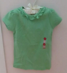 NWT Gymboree Girls' Size 4 Green Shirt w Ruffled Collar & Grosgrain Bow - Picture 1 of 3