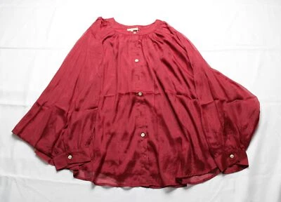 Blusa transpirable brillante de malla con botones Jodifl para mujer BL1 roja grande nueva con etiquetas Foto 1 de 3