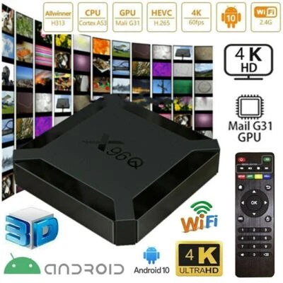 X96Q H313 Quad Core 2+16GB Android 10.0 OS 4K TV BOX 2.4G WIFI HDMI Reproductor multimedia - Imagen 1 de 4