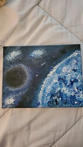 Black hole space Art Handmade Acrylic Canvas 8×10 - Picture 1 of 2