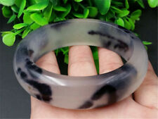 Chinese Hand-carved Black and white color jade bracelets Bangle 62 mm Diameter