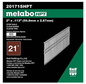 Metabo HPT 20171SHPT Framing Nails 2'' x 0.113'' 21° Full Round Head (925-PACK)