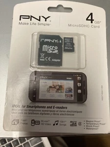 PNY 4GB MicroSDHC Card Cell Phone Memory P-SDU4G4-GE - Picture 1 of 1