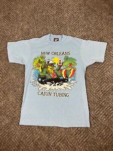 Vintage New Orleans Cajun Tubing Gator T-shirt Dorosły rozmiar Medium niebieski męski