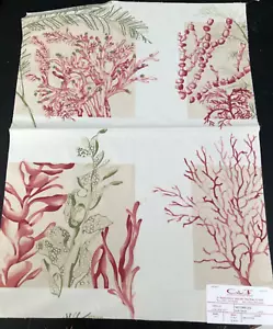 COWTAN & TOUT Seychelles in Rose, Green 18 x 23 3/4" Nautical Fabric Sample - Picture 1 of 4