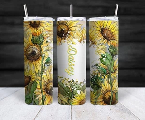 Sunflower Design 20 oz Trinkbecher - personalisierte Wasserflasche isoliert mit jedem Namen - Bild 1 von 3