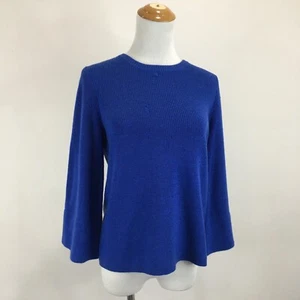 EILEEN FISHER Blue 100% Italian Merino Wool Ribbed Knit Sweater Womens sz PP - Picture 1 of 12
